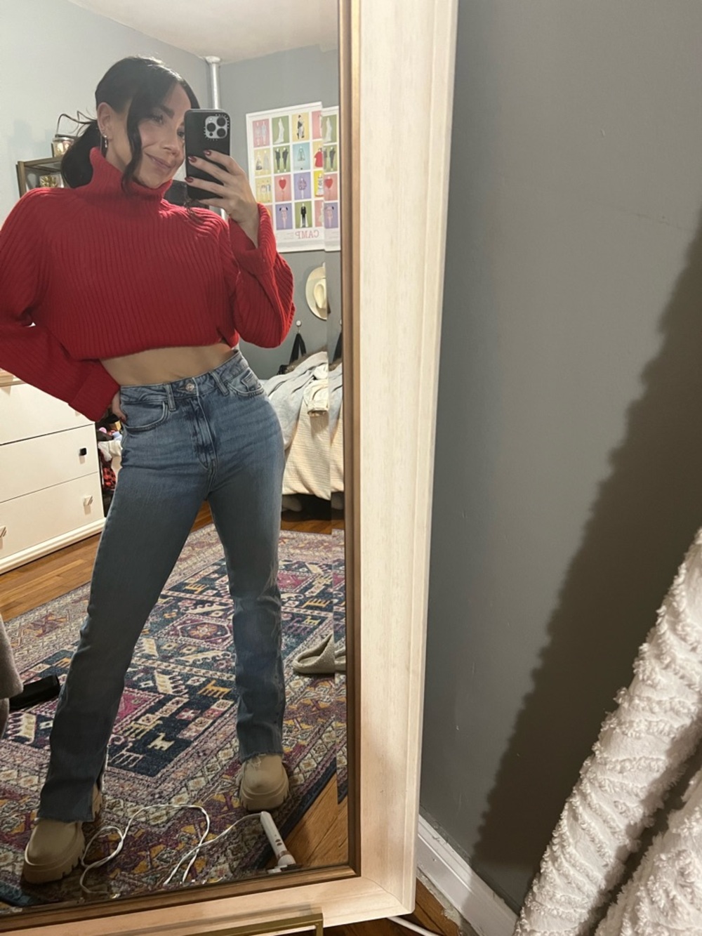 Zara Light Blue Flare Jeans with Raw Hem